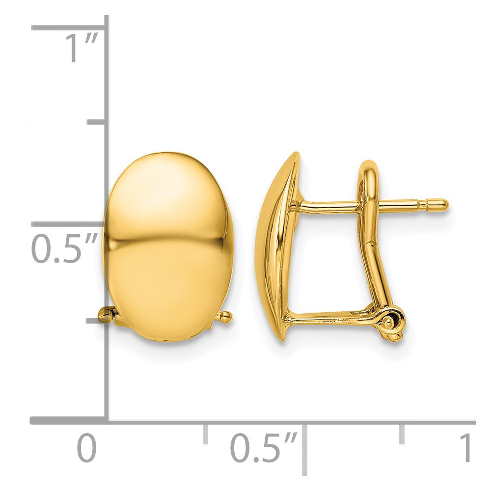 14K Yellow Gold Polished Omega Back Earrings