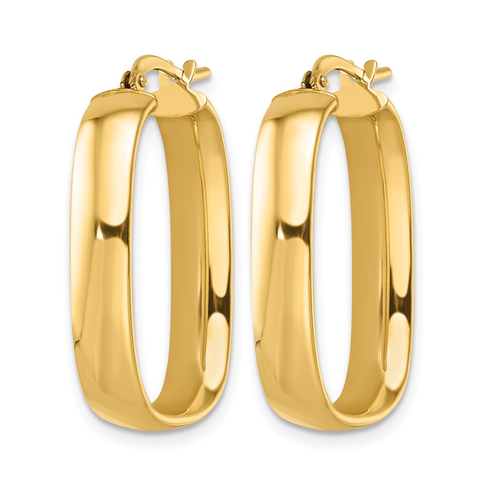 14K Yellow Gold Polished Squared Oval Hoop Earrings