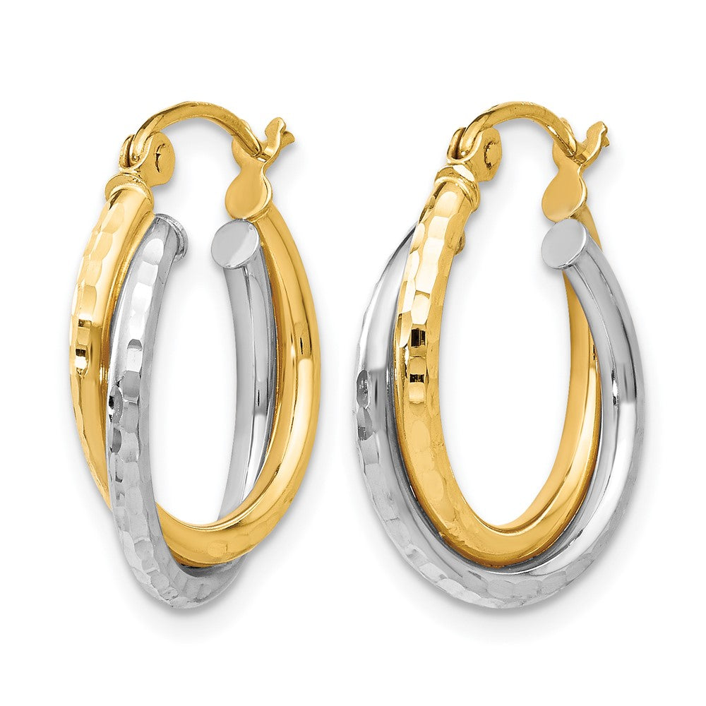 14K Two-Tone D/C Hinged Hoop Earrings