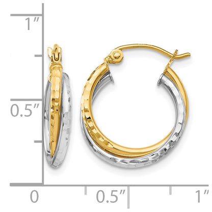14K Two-Tone D/C Hinged Hoop Earrings