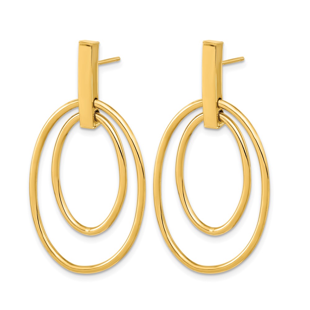 14K Yellow Gold Polished Post Dangle Earrings