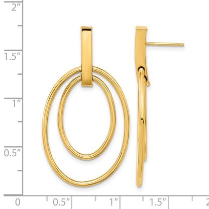 14K Yellow Gold Polished Post Dangle Earrings