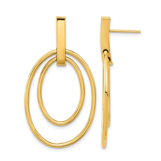 14K Yellow Gold Polished Post Dangle Earrings