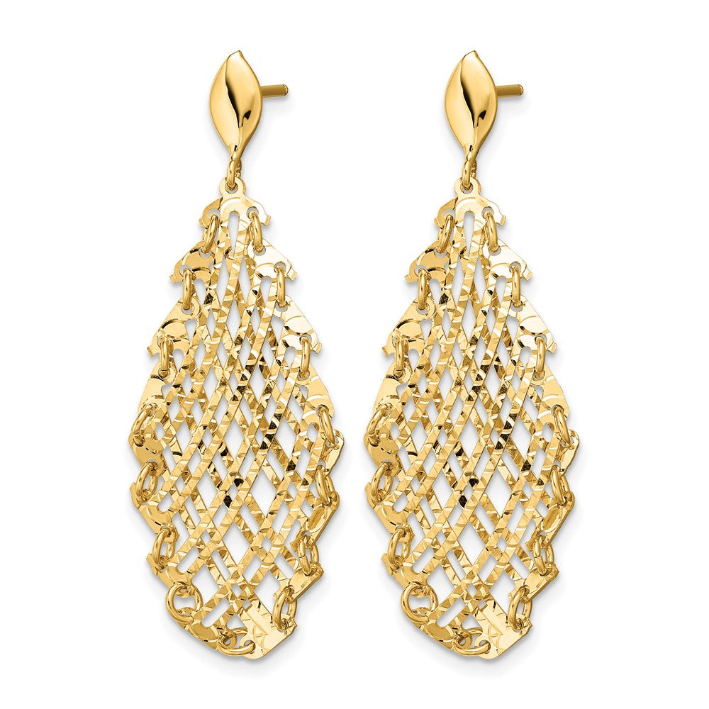 14K Yellow Gold Polished D/C Post Dangle Earrings