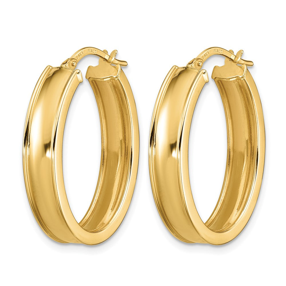 14K Yellow Gold Polished Oval Hoop Earrings