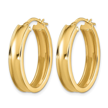 14K Yellow Gold Polished Oval Hoop Earrings