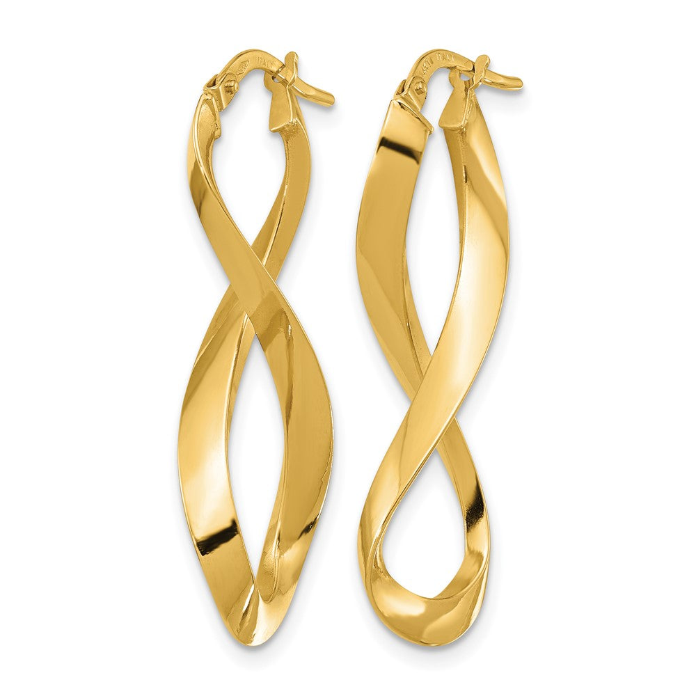 14K Yellow Gold Polished Left And Right Eternity Hoop Earrings