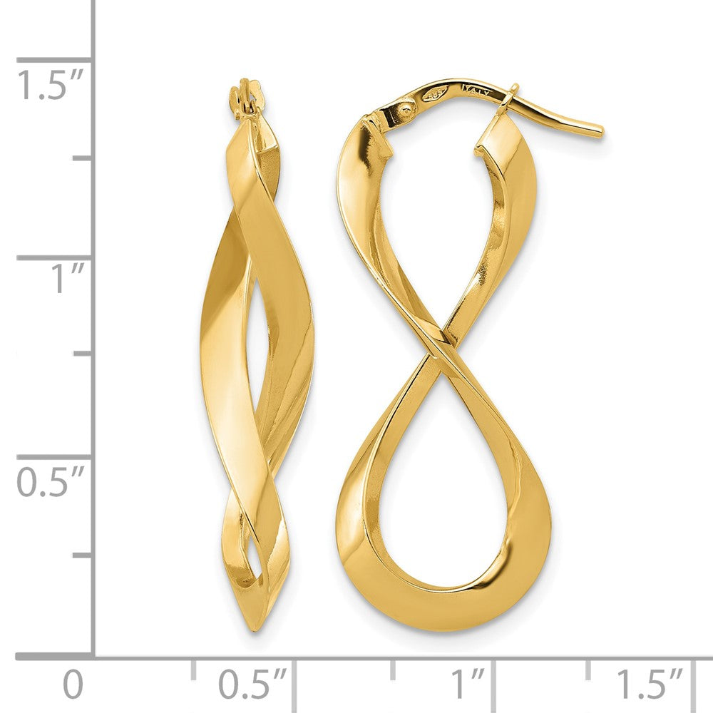 14K Yellow Gold Polished Left And Right Eternity Hoop Earrings