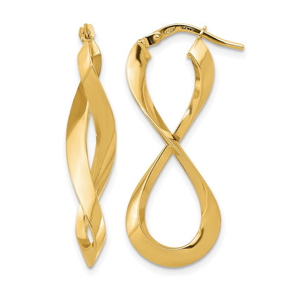 14K Yellow Gold Polished Left And Right Eternity Hoop Earrings