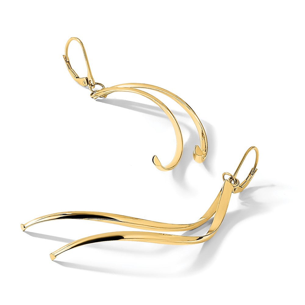 14K Yellow Gold Polished Leverback Earrings