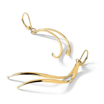 14K Yellow Gold Polished Leverback Earrings