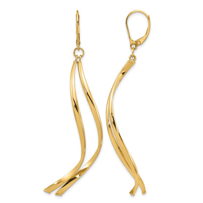14K Yellow Gold Polished Leverback Earrings