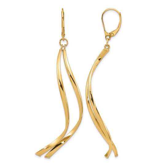 14K Yellow Gold Polished Leverback Earrings