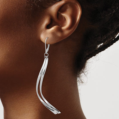 14K Yellow & Rhodium W/ White Plating Polished Leverback Earrings