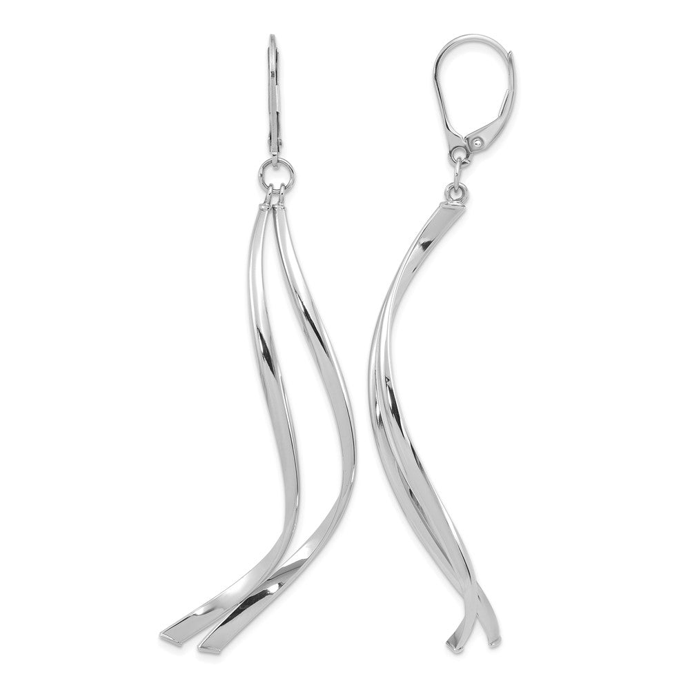 14K Yellow & Rhodium W/ White Plating Polished Leverback Earrings