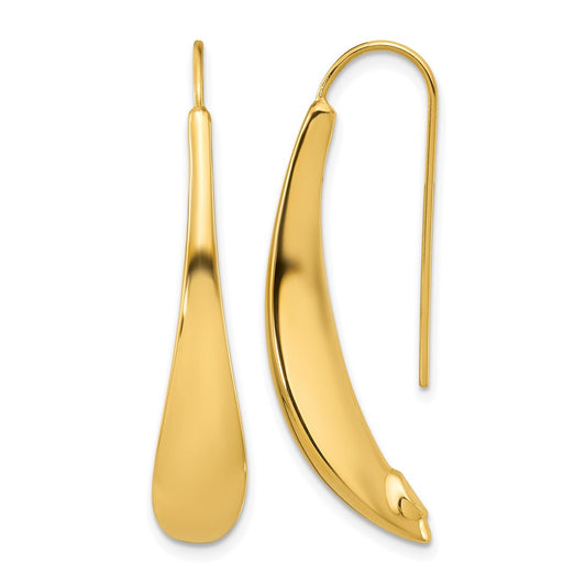 14K Yellow Gold Polished Threader Earrings