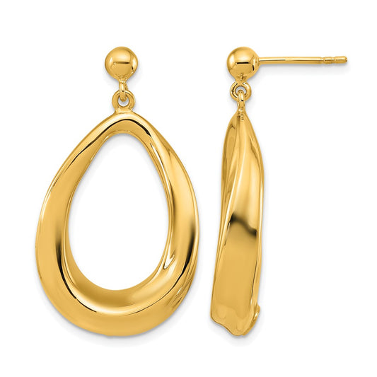 14K Yellow Gold Polished Post Dangle Earrings