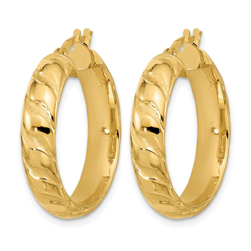 14K Yellow Gold Polished And Twisted Hoop Earrings