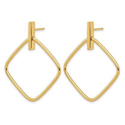 14K Yellow Gold Polished Square Post Dangle Earrings