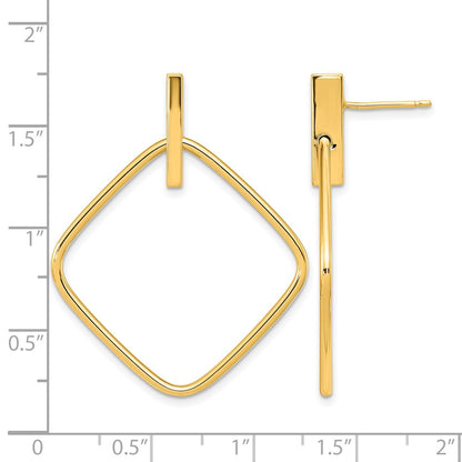14K Yellow Gold Polished Square Post Dangle Earrings