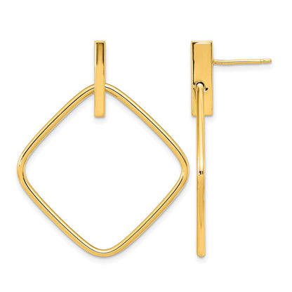 14K Yellow Gold Polished Square Post Dangle Earrings