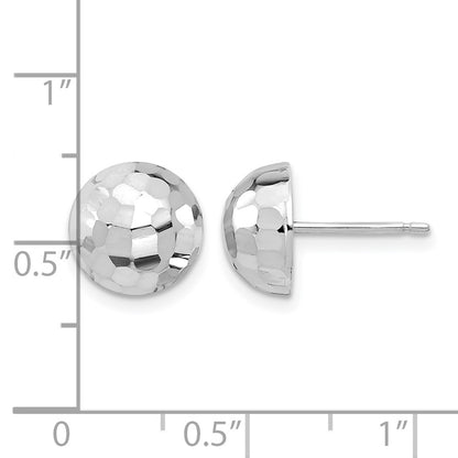 14K White Gold Polished D/C 10mm Button Post Earrings