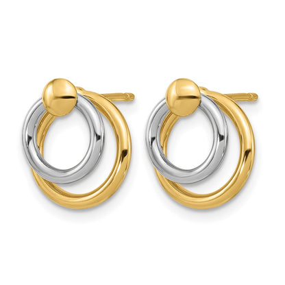 14K Two Tone Polished Post Dangle Earrings