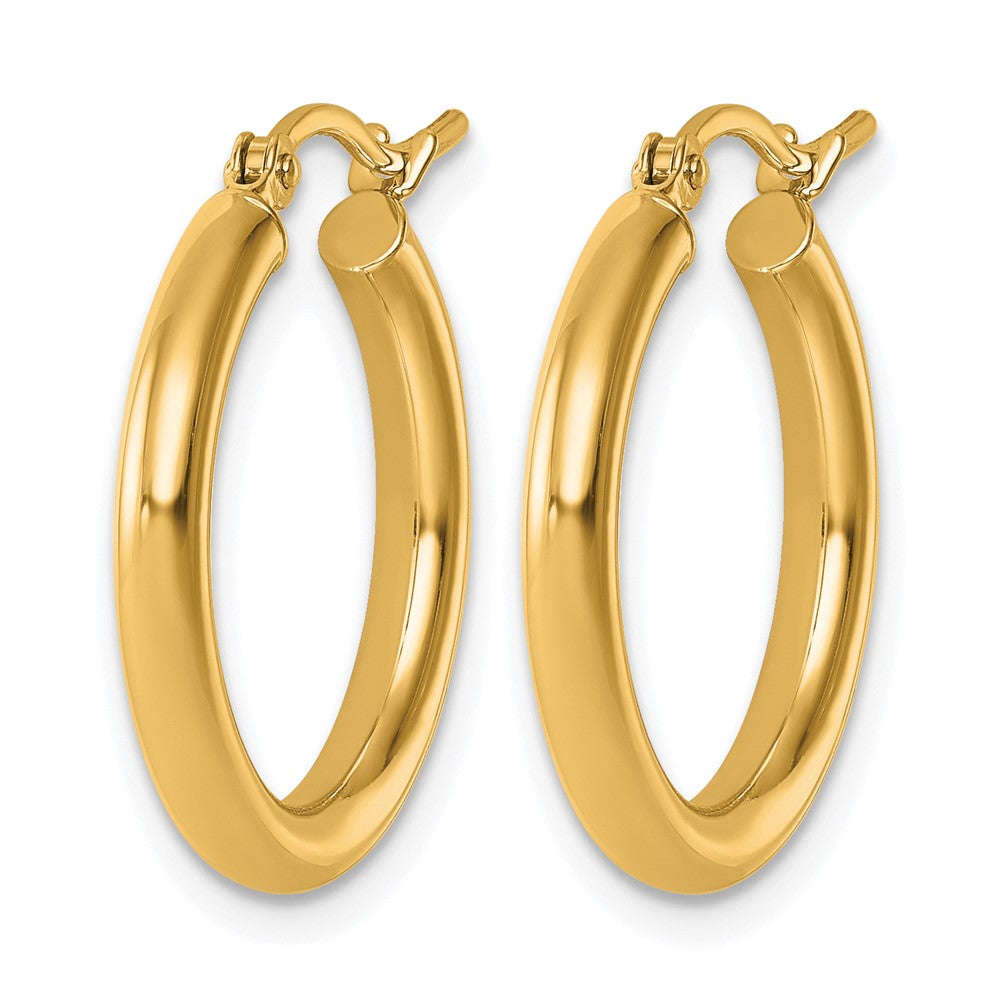 14K Yellow Gold Polished 2.5mm Lightweight Tube Hoop Earrings