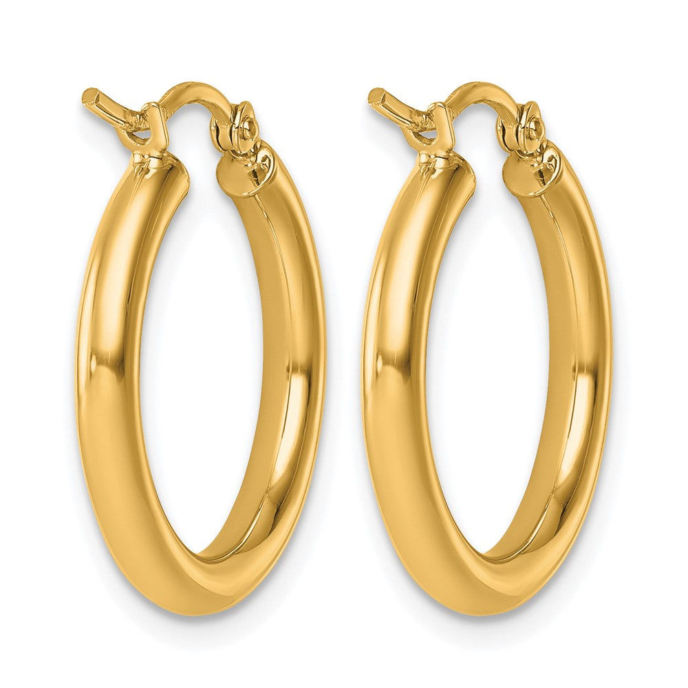 14K Yellow Gold Polished 2.5mm Lightweight Tube Hoop Earrings