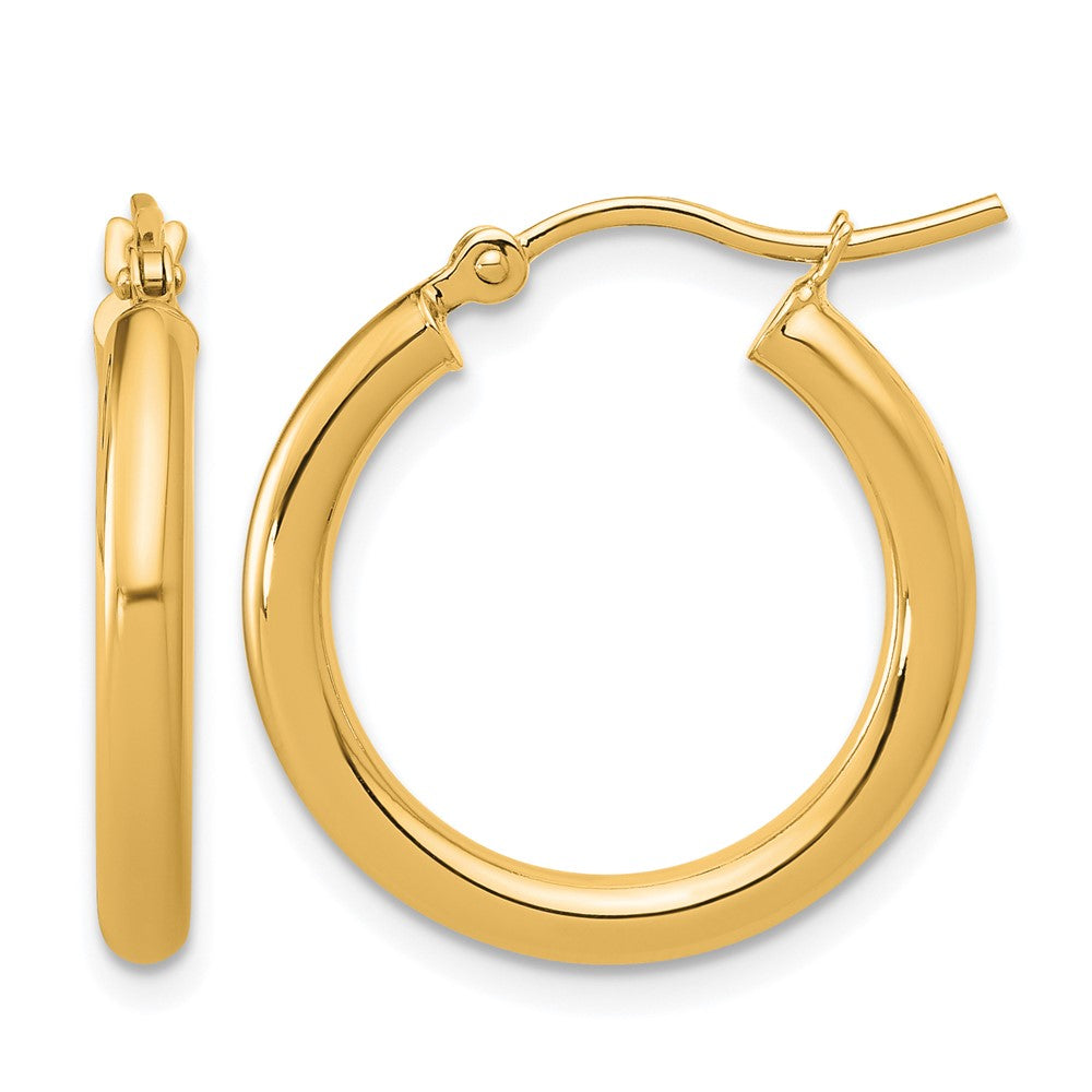 14K Yellow Gold Polished 2.5mm Lightweight Tube Hoop Earrings