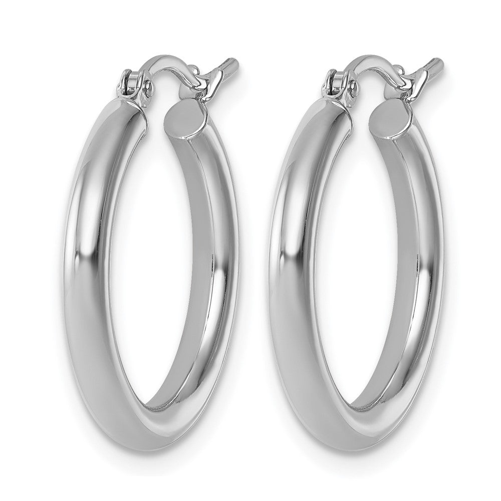 14K White Gold Polished 2.5mm Lightweight Tube Hoop Earrings
