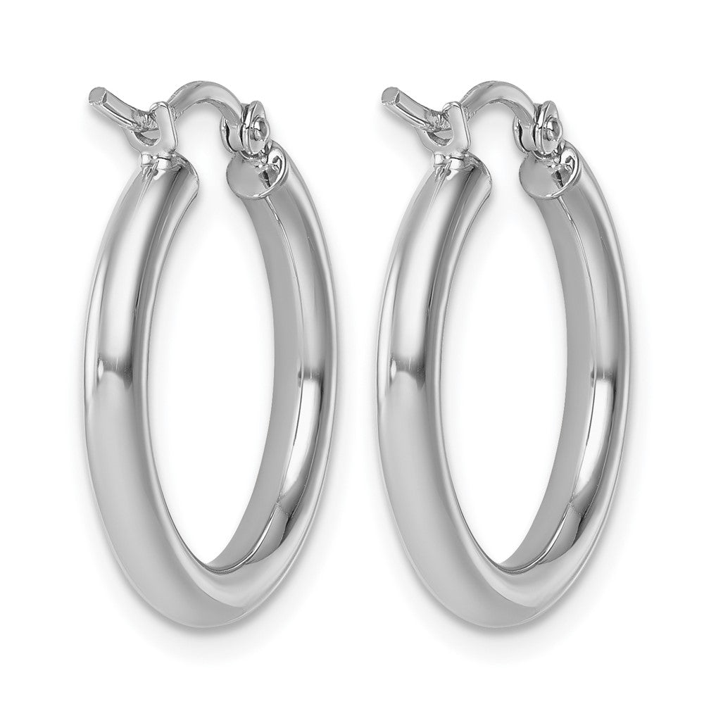 14K White Gold Polished 2.5mm Lightweight Tube Hoop Earrings
