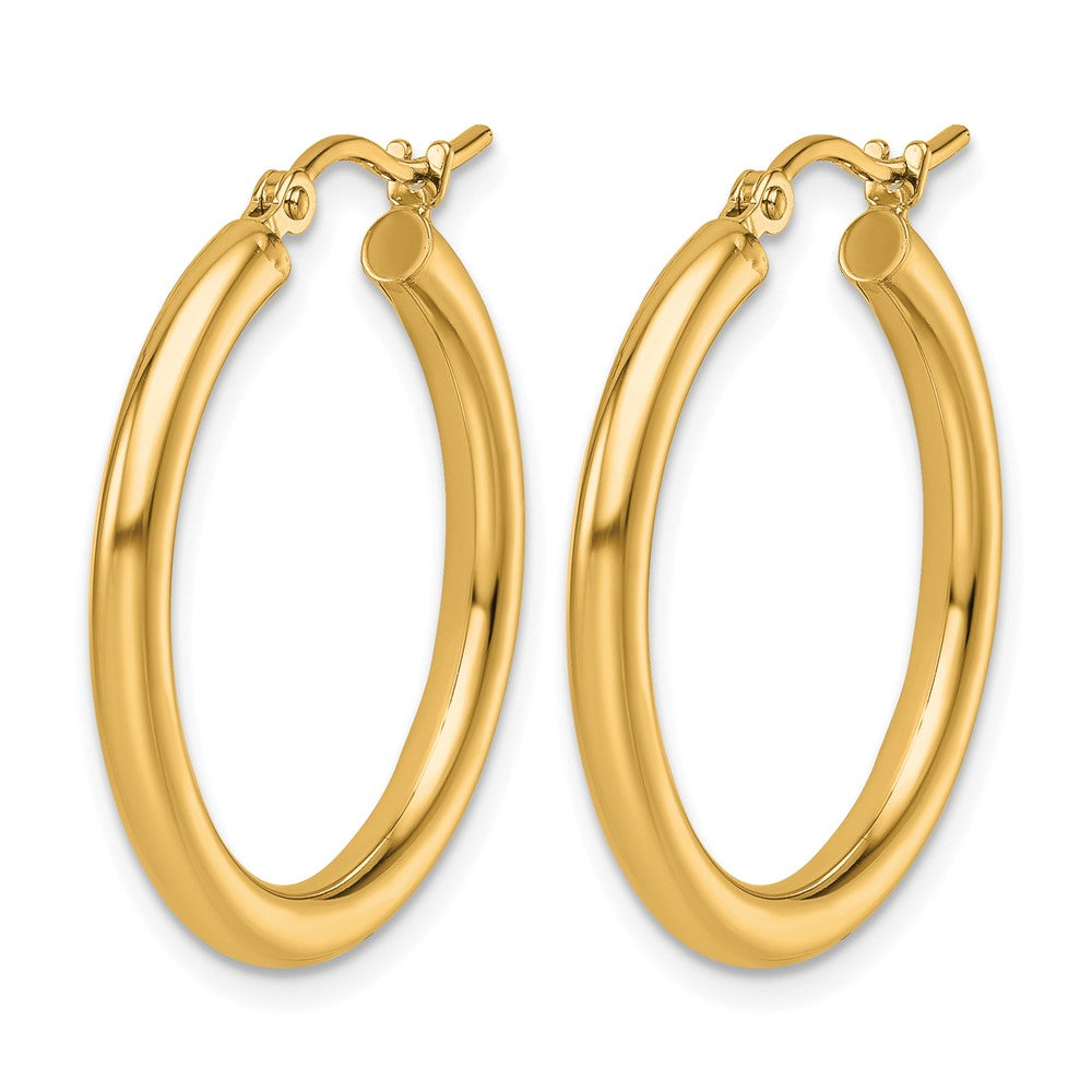 14K Yellow Gold Polished 2.5mm Lightweight Tube Hoop Earrings