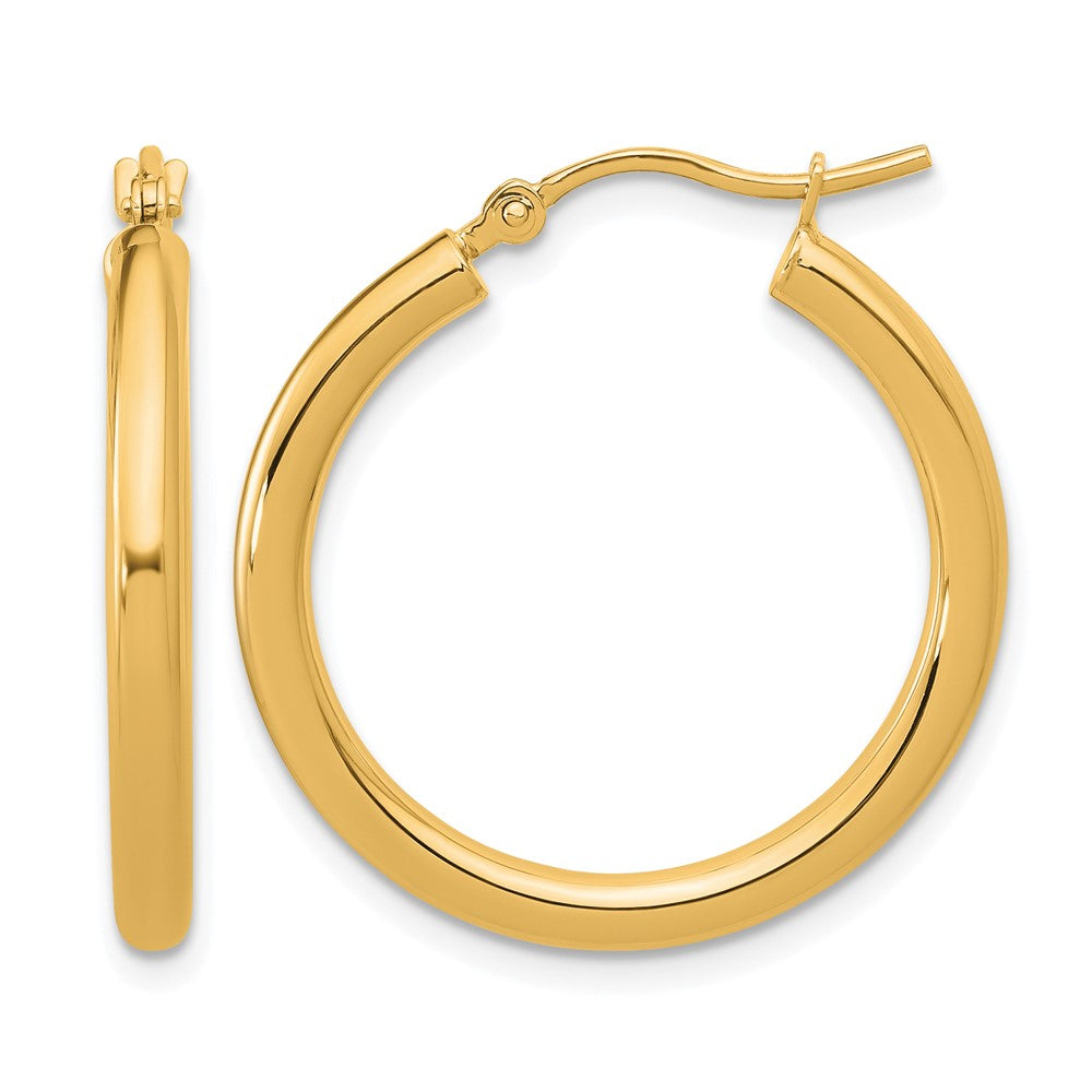 14K Yellow Gold Polished 2.5mm Lightweight Tube Hoop Earrings