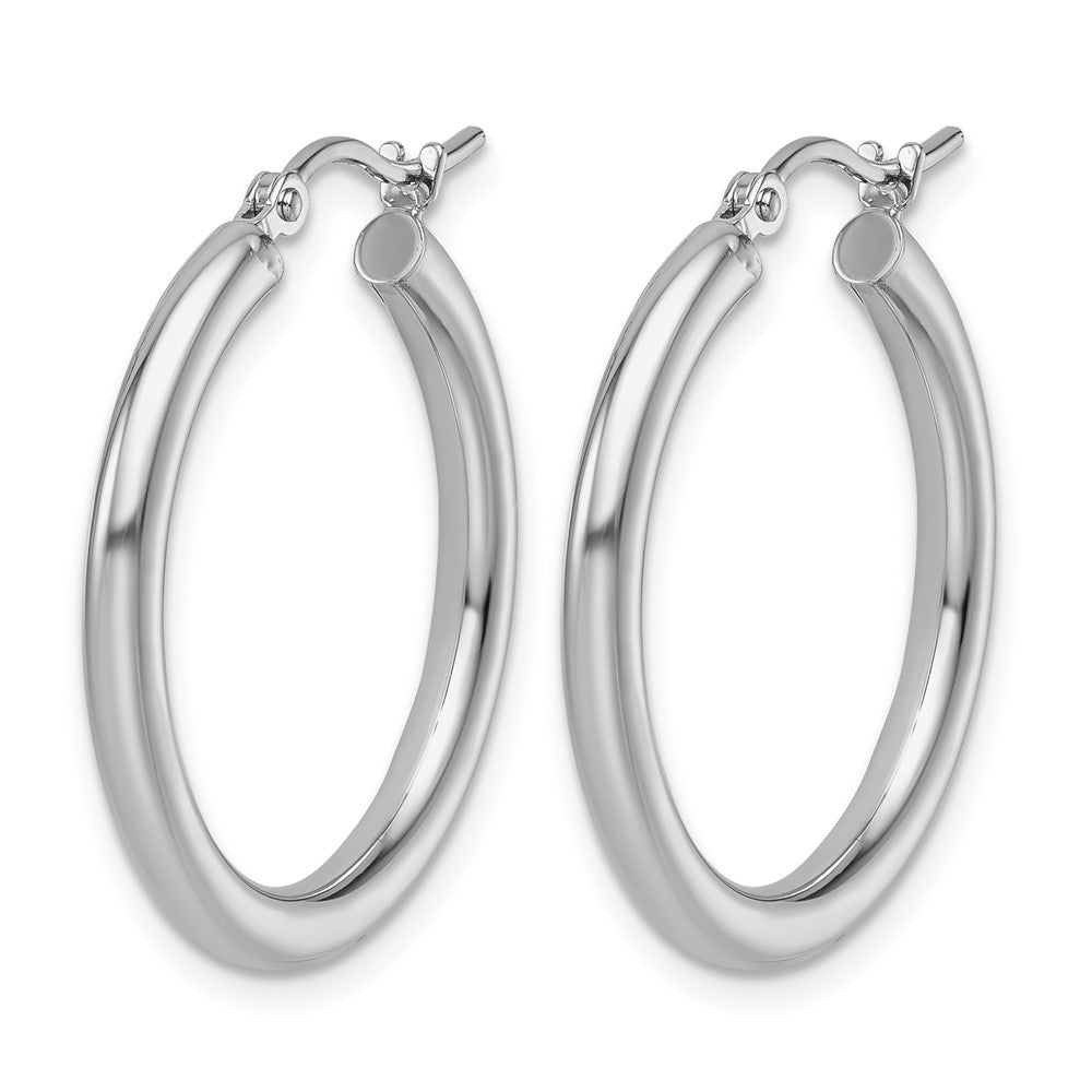 14K White Gold Polished 2.5mm Lightweight Tube Hoop Earrings