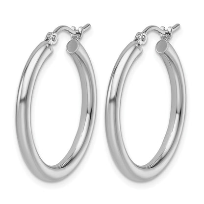14K White Gold Polished 2.5mm Lightweight Tube Hoop Earrings
