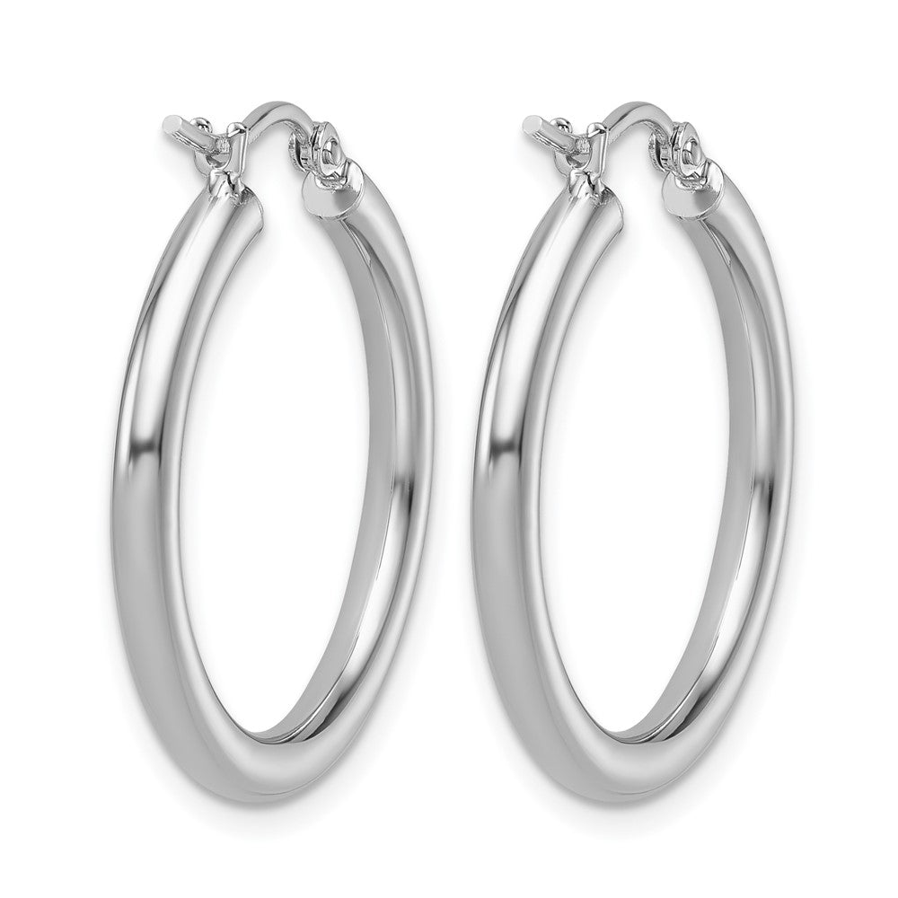 14K White Gold Polished 2.5mm Lightweight Tube Hoop Earrings