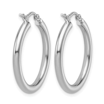 14K White Gold Polished 2.5mm Lightweight Tube Hoop Earrings