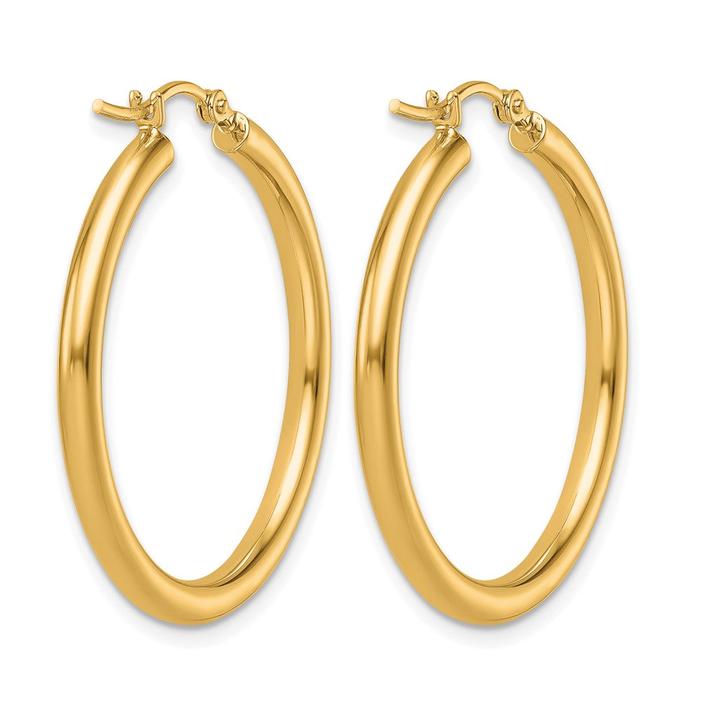14K Yellow Gold Polished 2.5mm Lightweight Tube Hoop Earrings