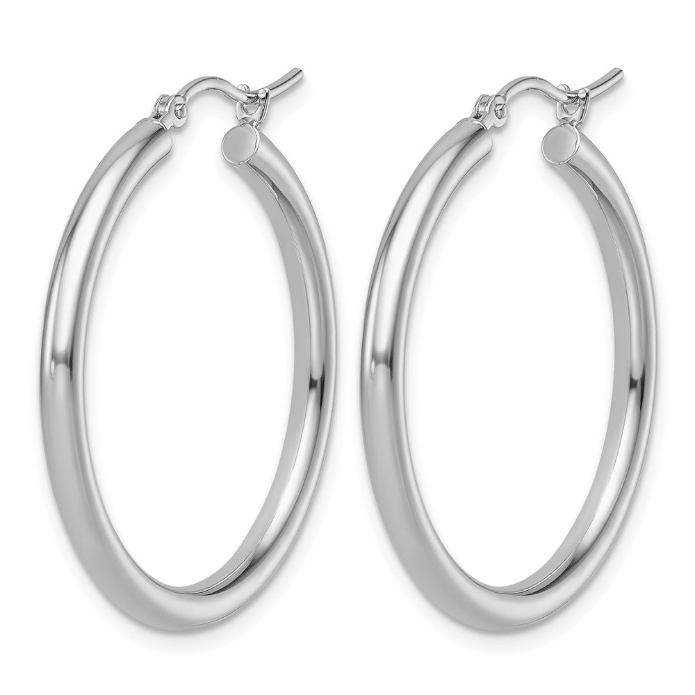 14K White Gold Polished 2.5mm Lightweight Tube Hoop Earrings