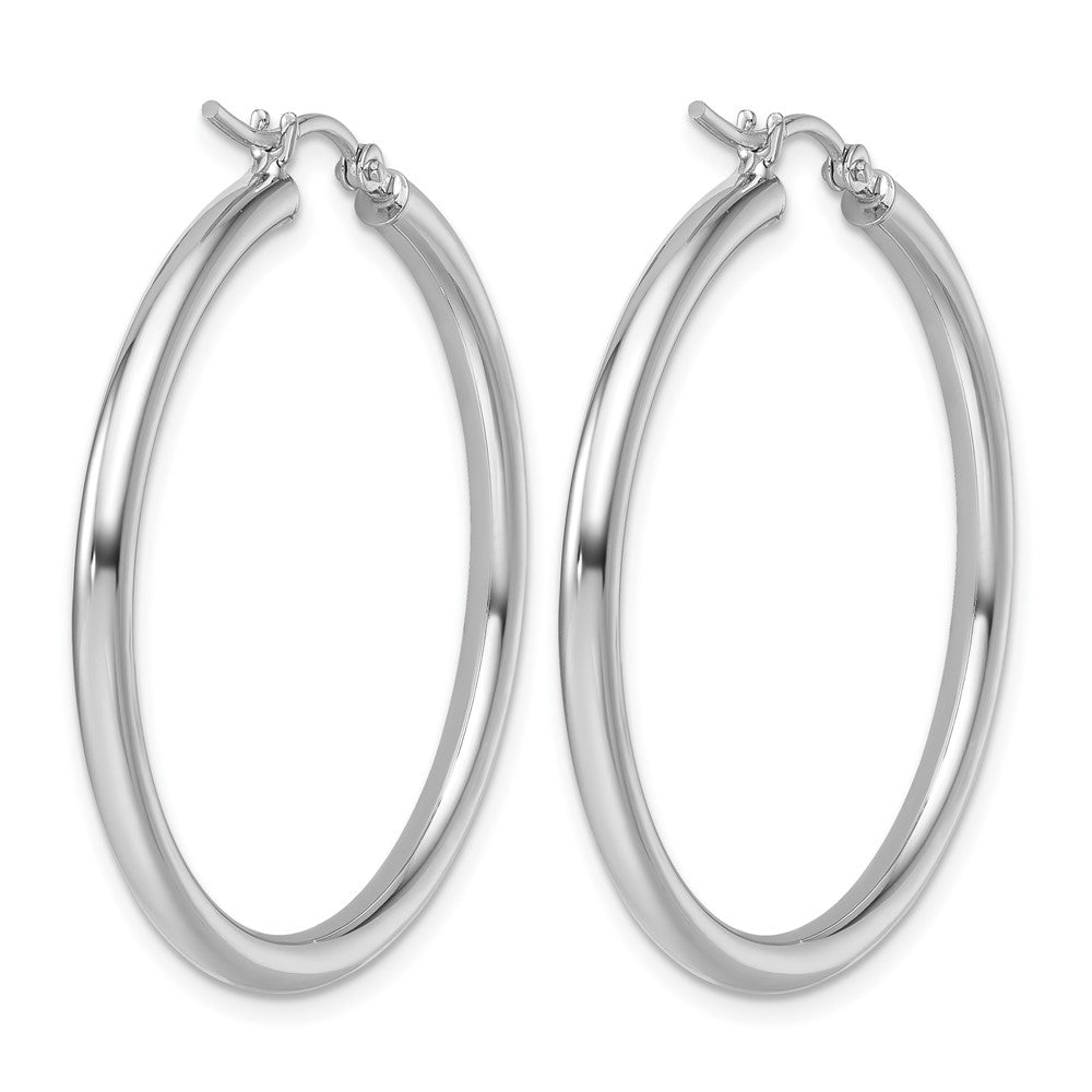 14K White Gold Polished 2.5mm Lightweight Tube Hoop Earrings