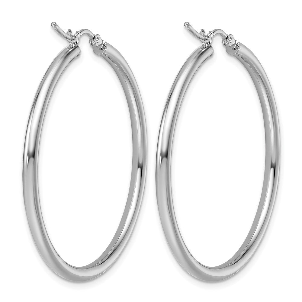 14K White Gold Polished 2.5mm Lightweight Tube Hoop Earrings