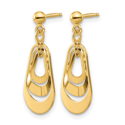 14K Yellow Gold Polished Post Dangle Earrings