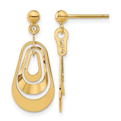 14K Yellow Gold Polished Post Dangle Earrings
