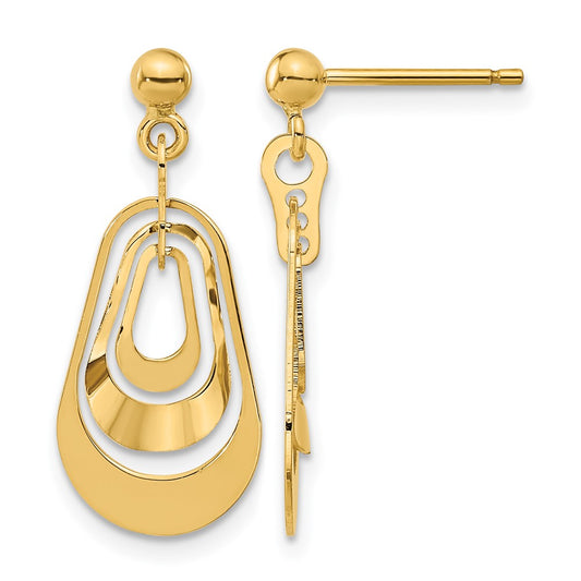 14K Yellow Gold Polished Post Dangle Earrings