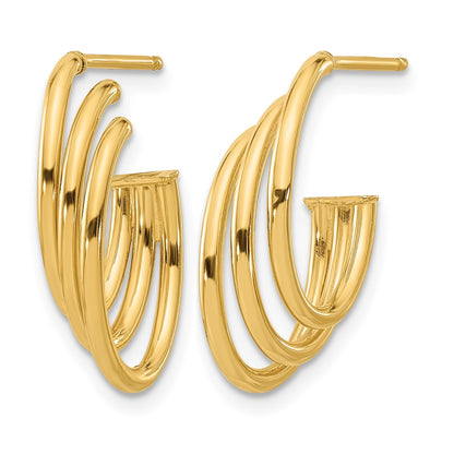 14K Yellow Gold Polished J Hoop Post Earrings