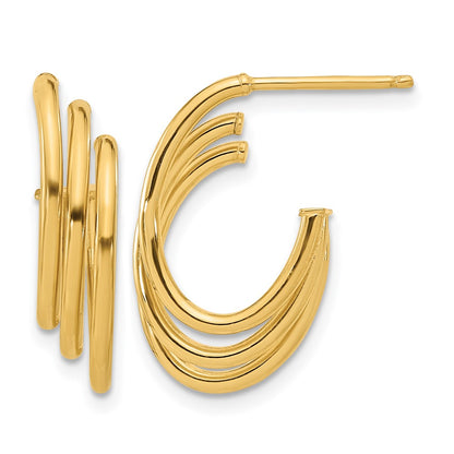 14K Yellow Gold Polished J Hoop Post Earrings
