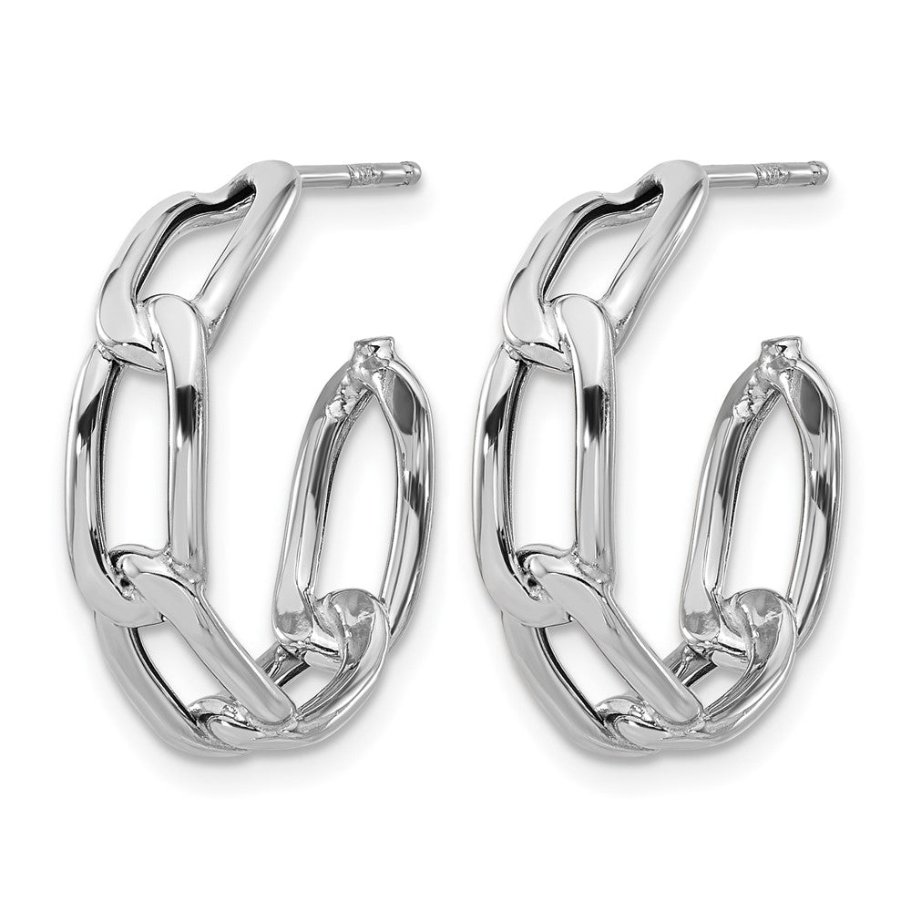 14K Yellow & Rhodium Wht Rh Plating Polished Link Post Hoop Earrings