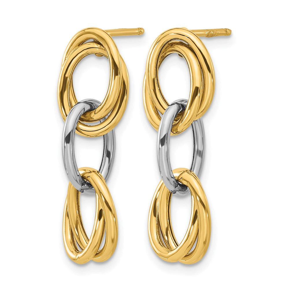 14K Yellow & Rhodium With Polished Ovals Dangle Earrings