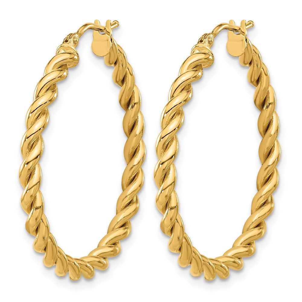 14K Yellow Gold Polished Twist Hoop Earrings